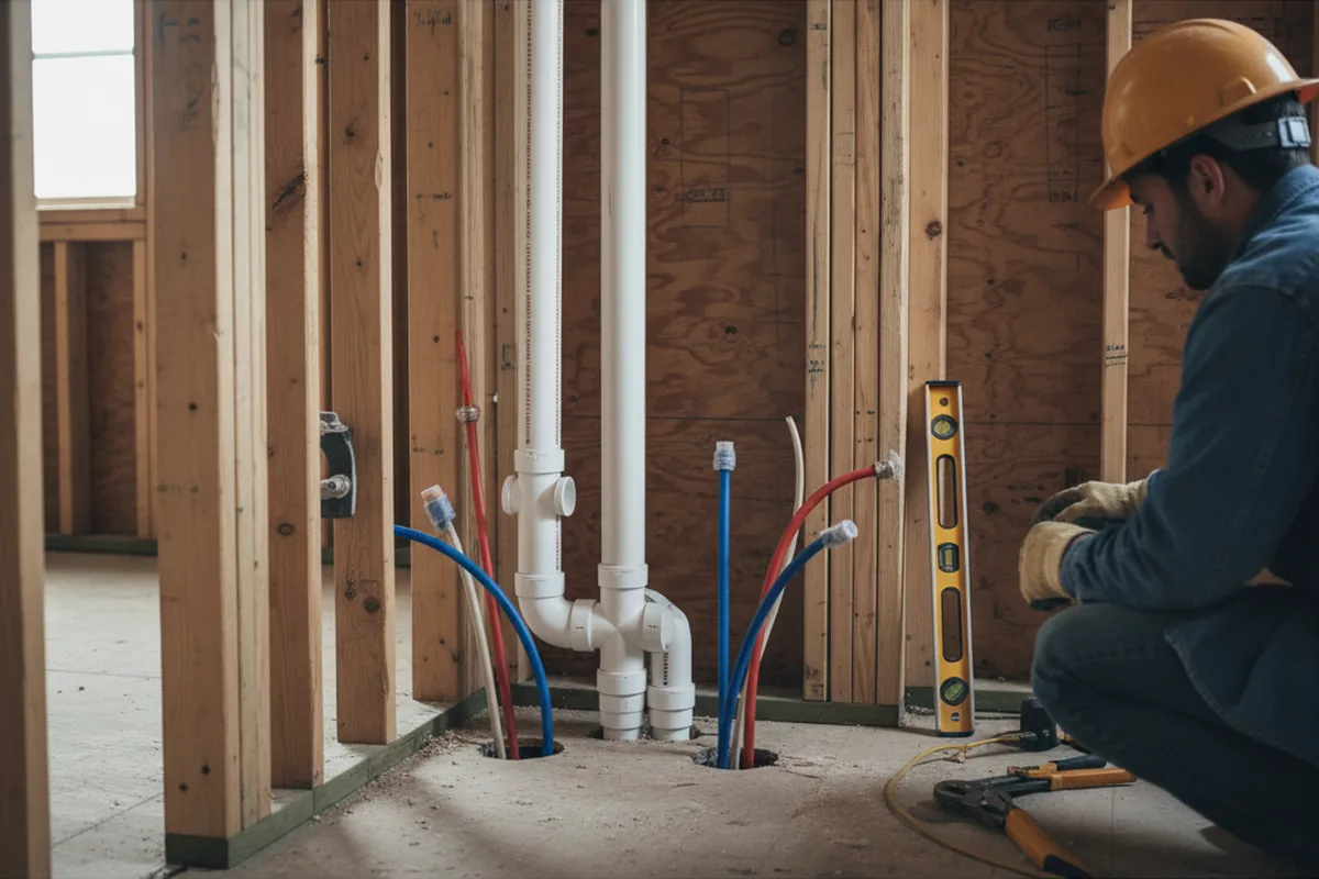 Drain and supply rough-in during Leak Detection in Vermillion